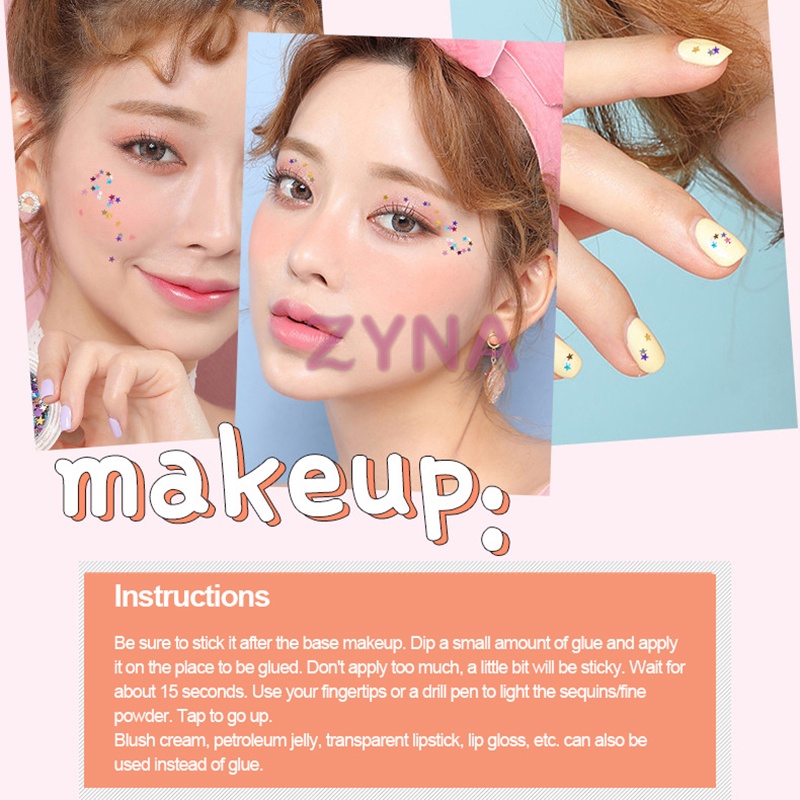 Hộp kim tuyến trang trí mặt/mắt/móng 6 màu hình ngôi sao lấp lánh thời trang DIY cho nữ