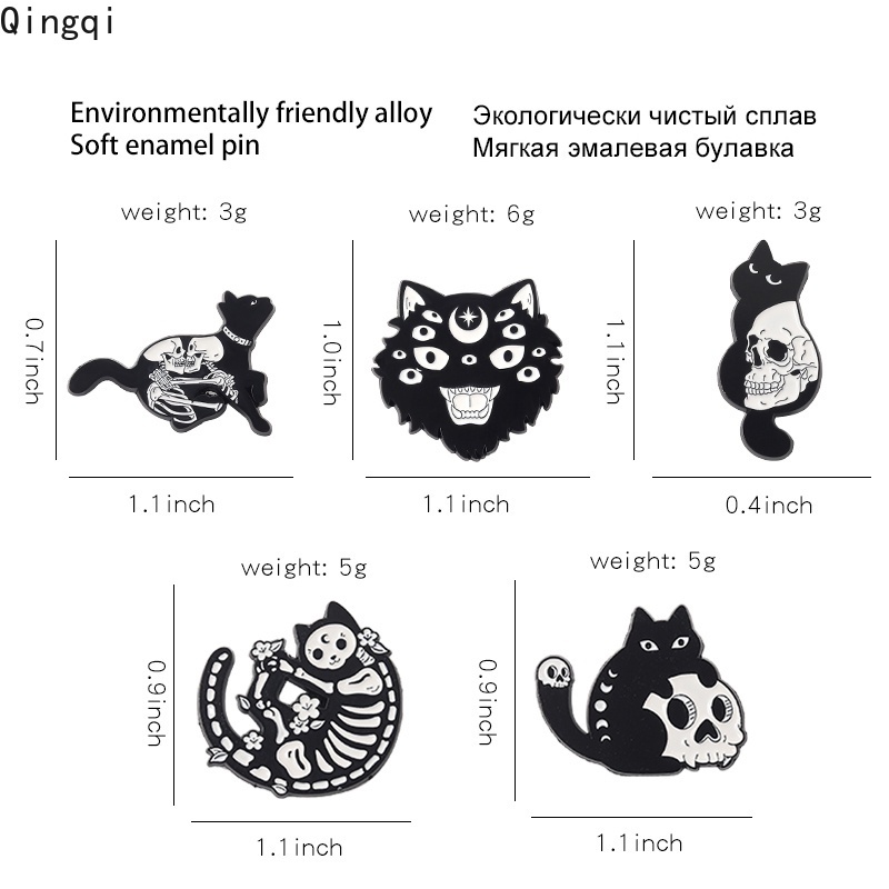 Trâm cài áo MISS ZOE hình mèo đen hoạt hình phong cách hiphop cho trẻ em