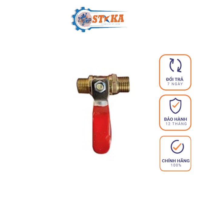Khóa Van Đồng Máy Xịt Rửa Xe, Van Khóa Hơi Khí Nén 1 HP, 2HP Ren 14mm Đài Loan