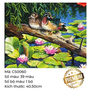 Tranh tô màu số hóa cảnh sắc vợ chồng vịt bầu - CS0060-Tranh in chìm cao cấp- Boodoor Tranh Sơn Dầu