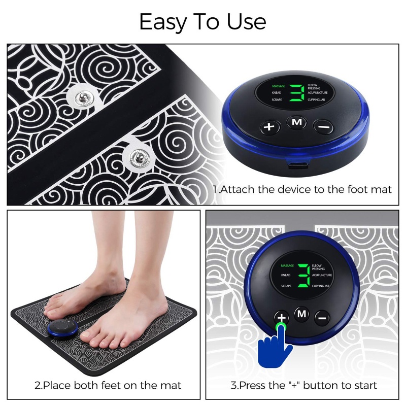 Thảm Massage Chân EMS Chạy Điện USB Màn Hình LCD Có Thể Sạc Lại