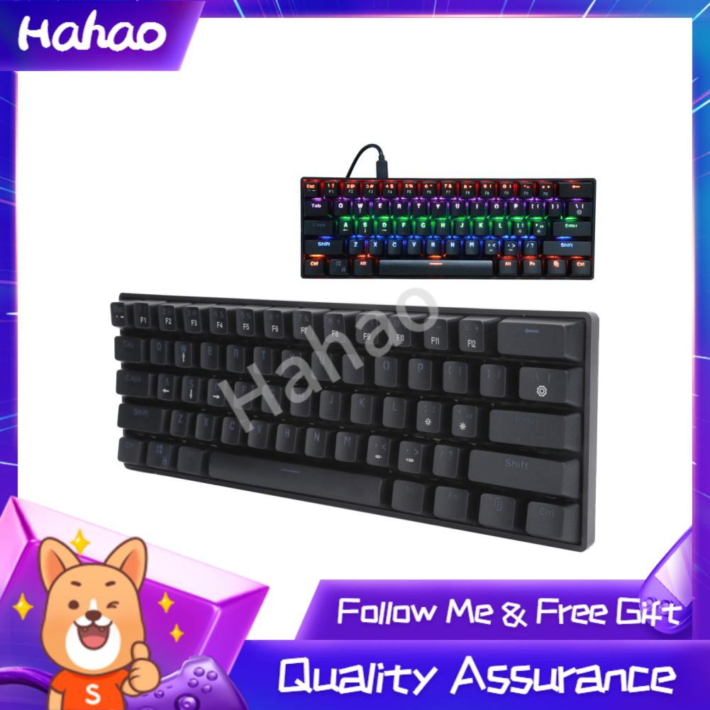 Hahao 61Key Multicolor Wired Gaming Keyboard LED RGB Backlit w/Blue Switch fr Computer