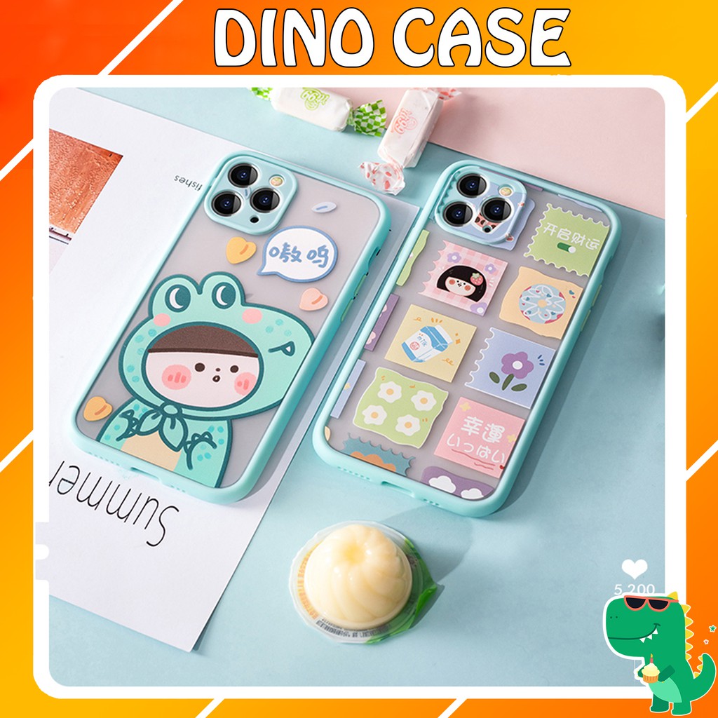 Ốp lưng iphone viền nhám Cá sấu Yuanyuanjun bảo vệ camera 6/6plus/7plus/8plus/x/xs/xs max/11/11promax DT05- Dino case