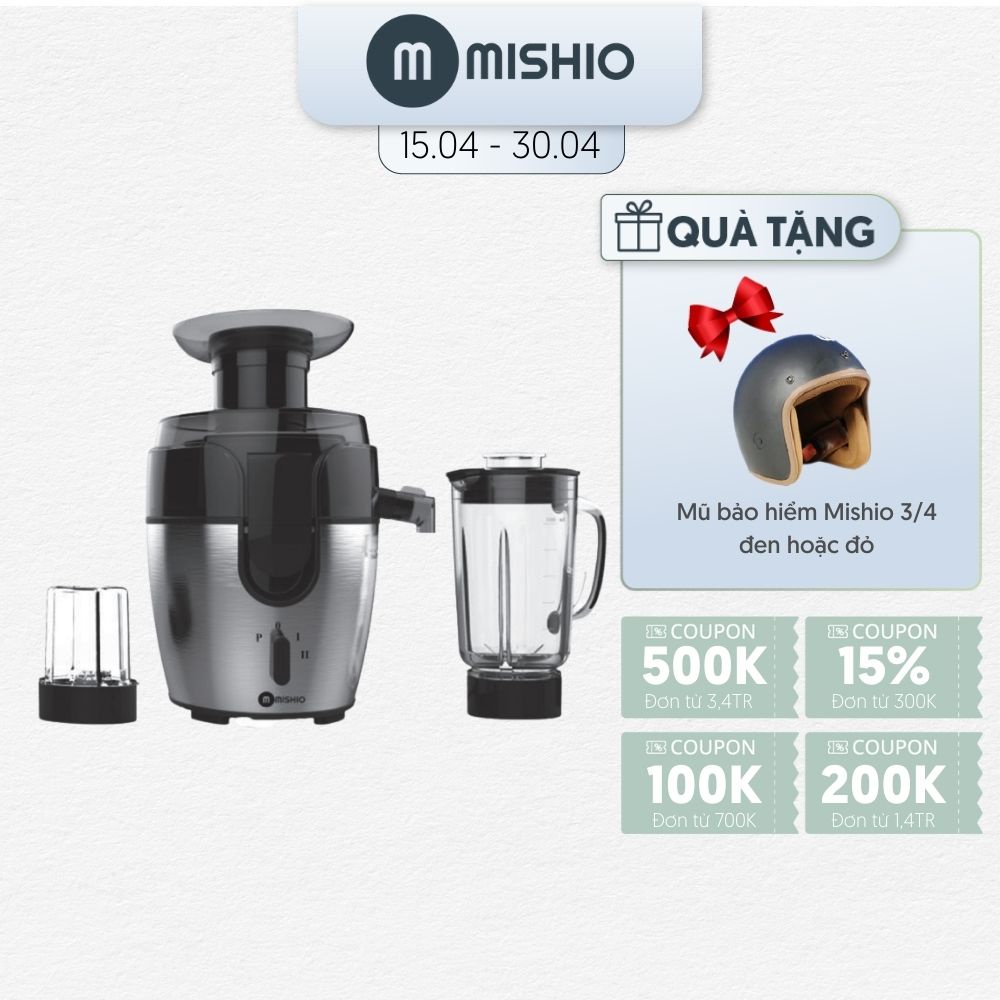 [Mã ELHA22 giảm 6% đơn 300K] Máy ép trái cây cao cấp Mishio MK197 400W (tặng cối sinh tố + cối xay khô)