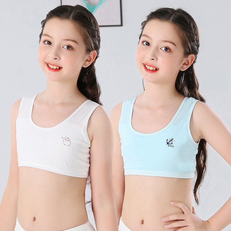 Bộ 5 áo lót học sinh vải cotton dây quai to mềm mại phía trước ngực là 2 lớp vải kín không lộ