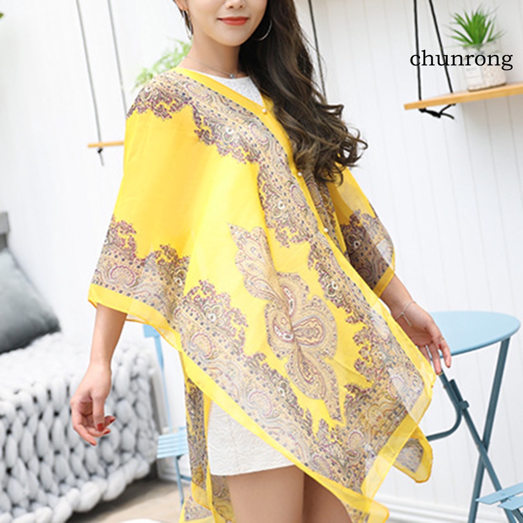 Áo Choàng Dáng Rộng In Họa Tiết Độc Đáo Thời Trang Đi Biển Quyến Rũ Cho Nữ