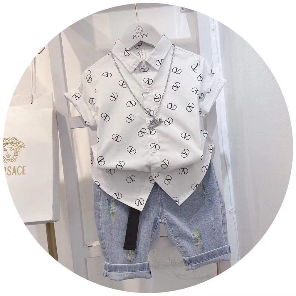 Aó sơ mi bé trai LV, B , VD cao cấp cho bé trai