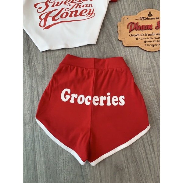 Set áo crop+ quần short viền