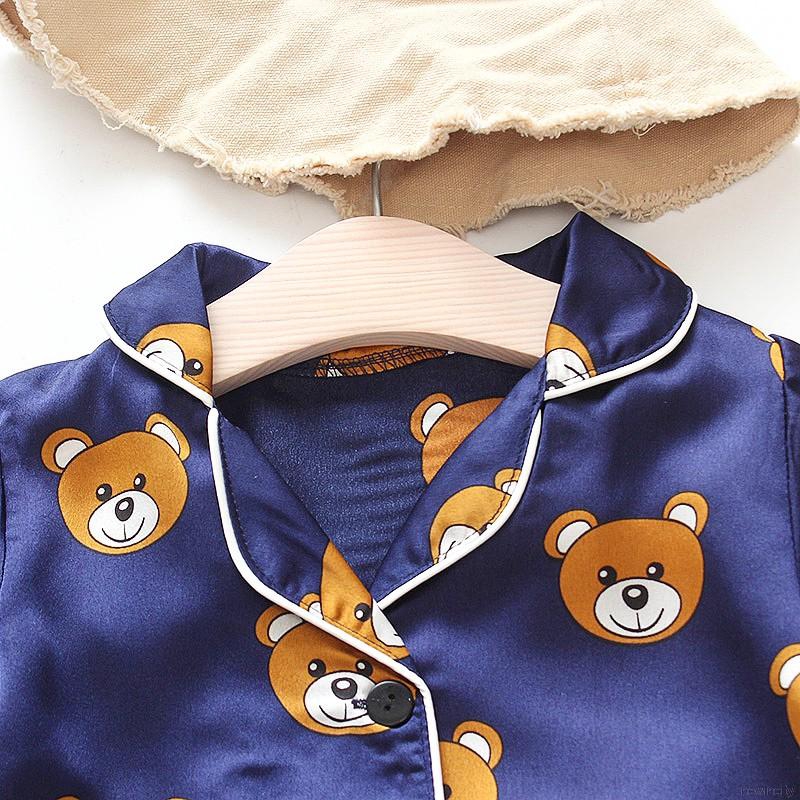 Bộ đồ ngủ dài in hình gấu xinh xắn cho bé