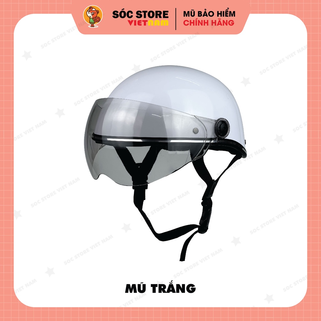 Mũ bảo hiểm nửa đầu có kính chắn nhiều màu Sóc Store Vietnam chính hãng