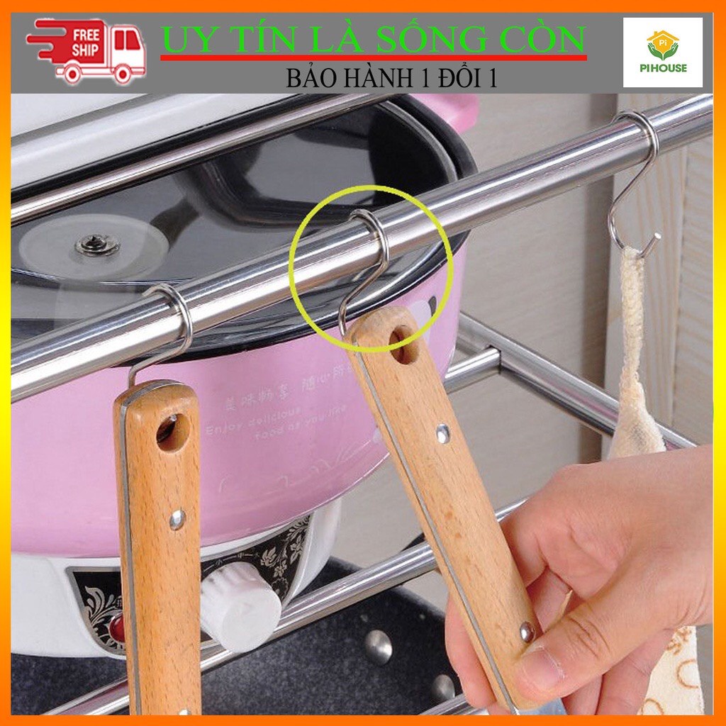Kệ Bếp Để Xoong Nồi Chảo Inox 5 Tầng Tặng Móc Treo Muỗng