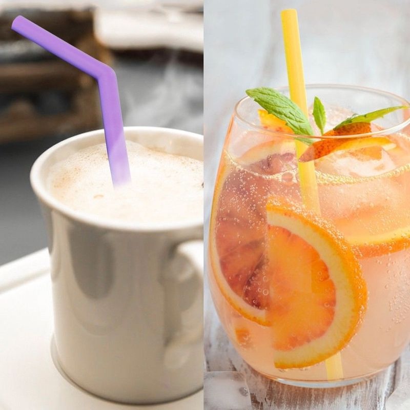 Set 6/8 Ống Hút Silicone Nhiều Màu Kèm Cọ Vệ Sinh Tiện Lợi