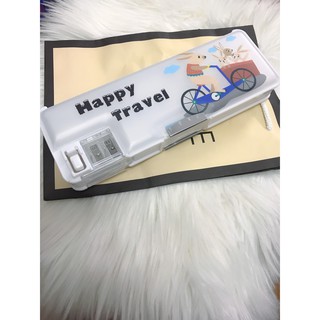 Hộp bút nhựa 2 ngăn kèm gọt bút mẫu
