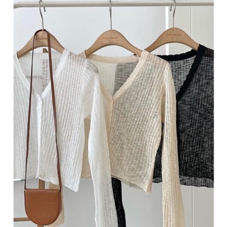 Áo len mỏng cardigan dáng ngắn A767