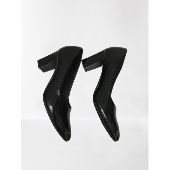 Giày Cao Gót Nữ Mũi Nhọn da bóng, thiết kế Thời Trang Màu Đen Cao 7 Phân Gót Trụ êm chân, sang trọng, trẻ trung, cá tính