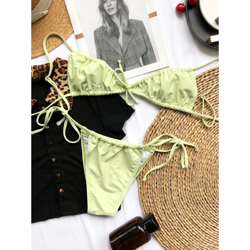 DUNEA Set đồ bơi 2 mảnh màu trơn tùy chọn DmW6