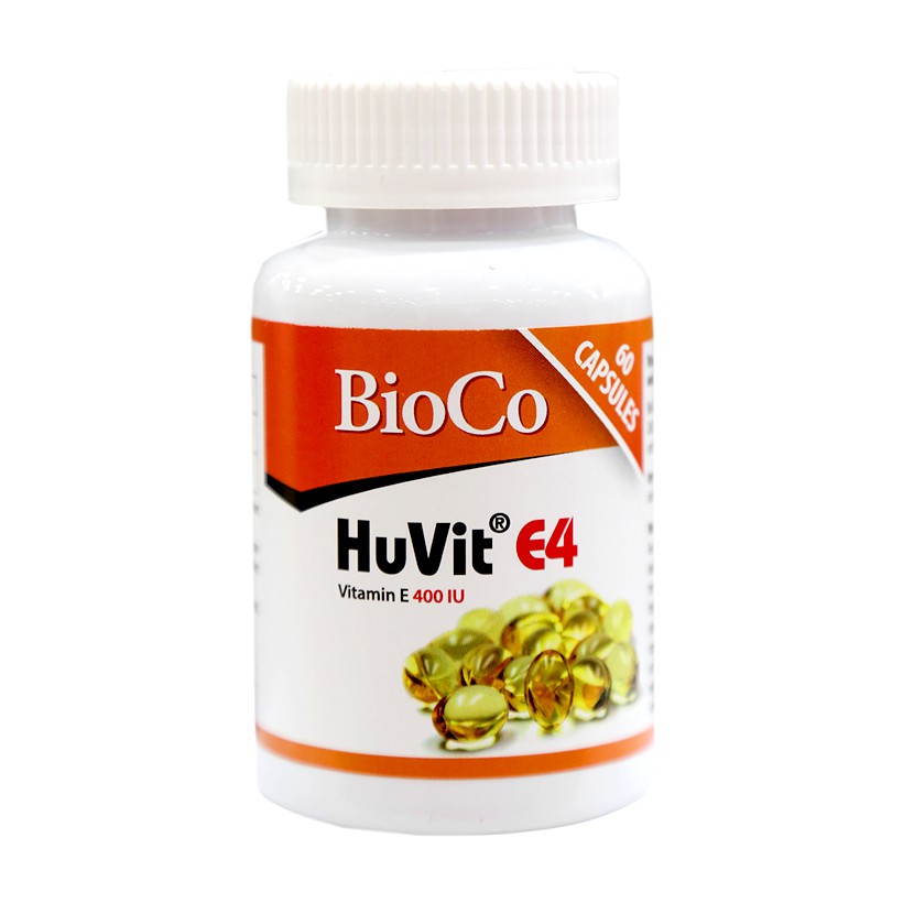 [HÀNG NHẬP CHÂU ÂU] Viên uống vitamin E Bioco Huvit E4 (Hộp 60 viên)- ngăn quá trình lão hóa, làm mờ tàn nhang, vết nám.