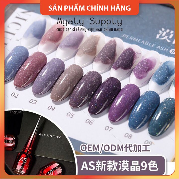 Set Sơn Nhũ Giả Bột AS Chai Đỏ Nắp Nhọn 9 Chai Cao Cấp AMJ SP000322