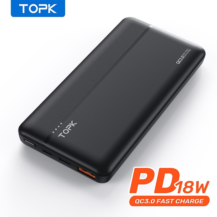 Sạc dự phòng TOPK I1015P 10.000 mAh (sạc nhanh 18W, BH 1 năm)