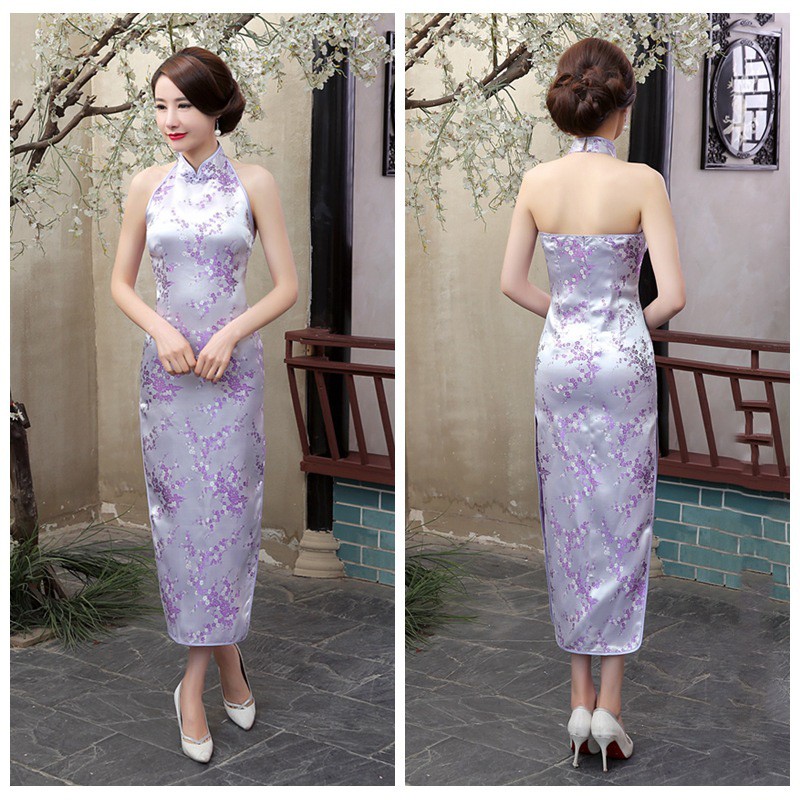 Chinese National Long Cheongsam Plum Sexy Costume Halter Dress Women Dress Qipao | BigBuy360 - bigbuy360.vn
