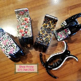 Kẹp tóc càng cua 3 răng in hoa - Honey