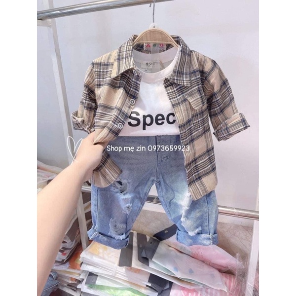 sơ mi kẻ bé trai