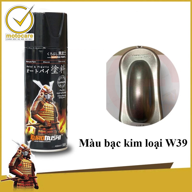 Chai sơn xịt sơn xe máy cao cấp SAMURAI màu bạc kim loại mã W39** dung tích 400 ml