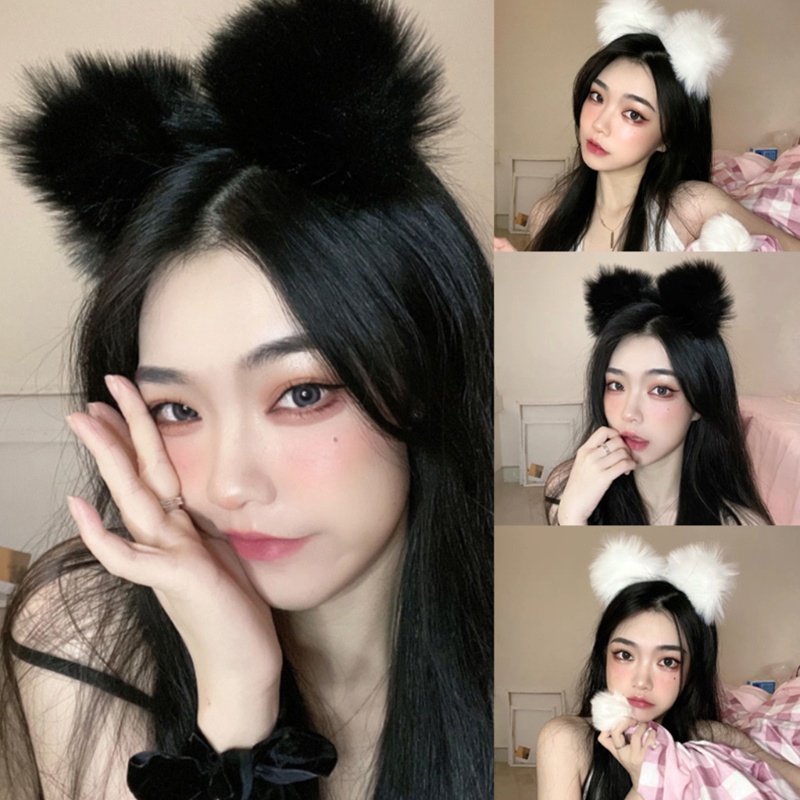 Mũ Len Trùm Tai Màu Trắng Trơn Thoải Mái Dùng Hóa Trang Phong Cách Gothic Cho Thú Cưng