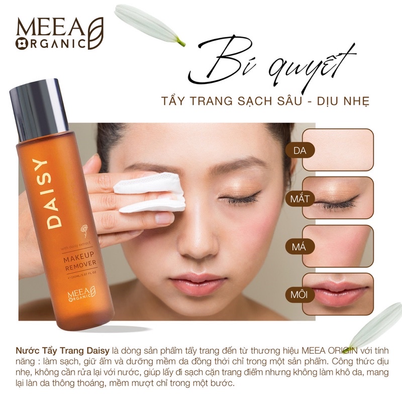 (C.Hãng100%) Tẩy Trang Daisy Makeup Remover - Meea Organic ( Mua 2 Tặng 1 Bông )