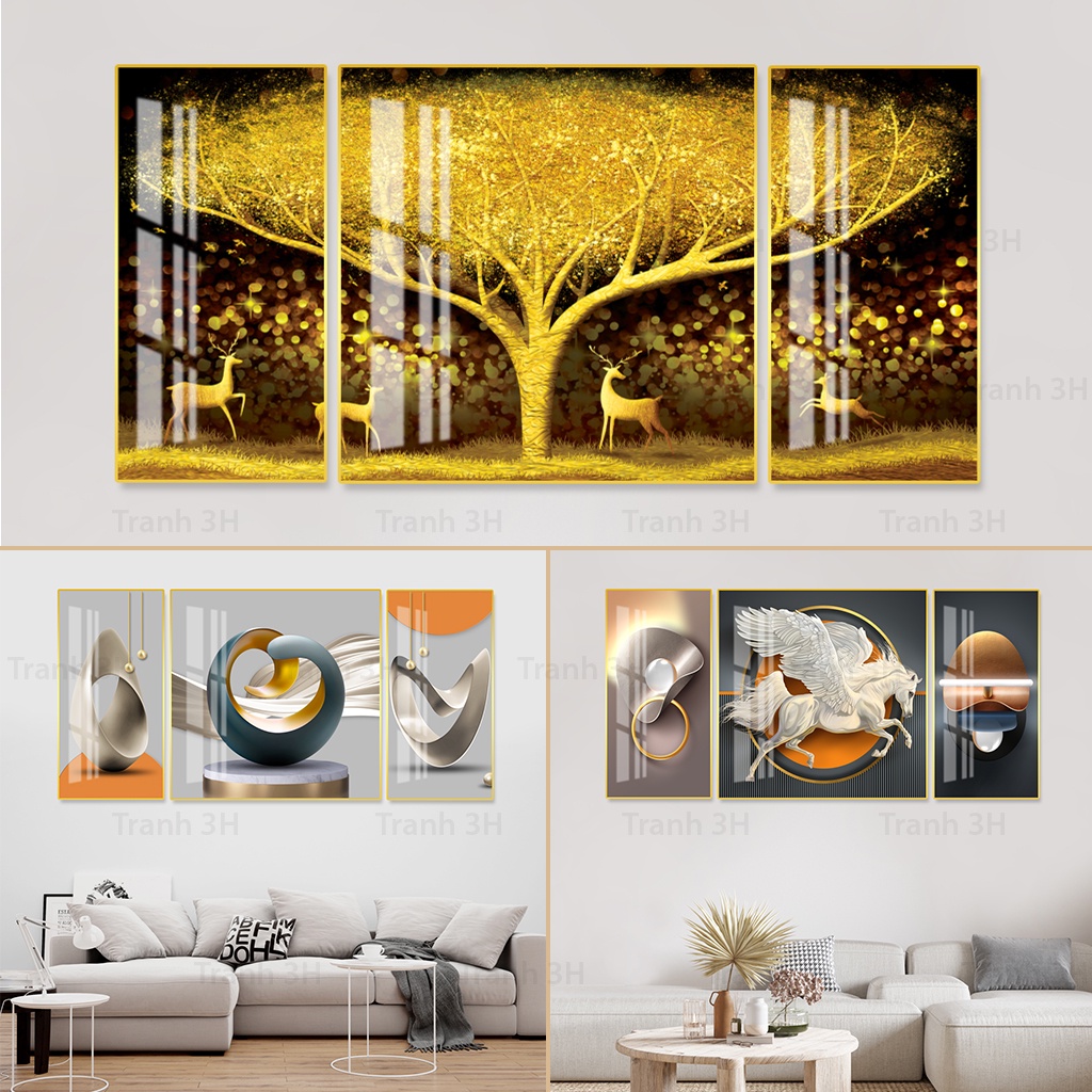 Tranh Tráng Gương Cỡ Đại, Tranh Treo Tường Phòng Khách, chất liệu mica cao cấp kt lớn 80*180cm | 3H