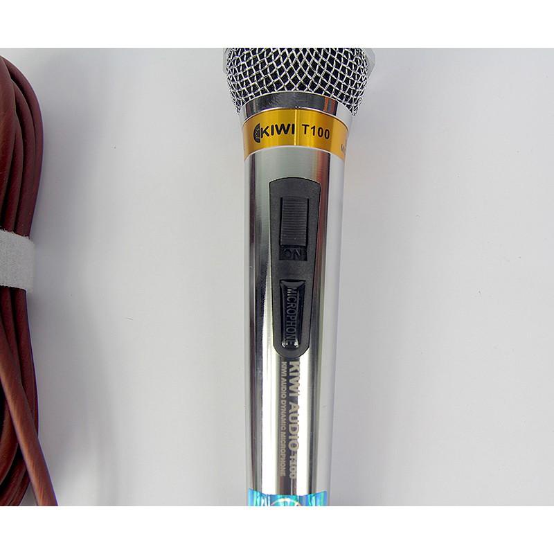 Micro karaoke Kiwi T100 , Mic hát có dây cao cấp - Hàng chính hãng