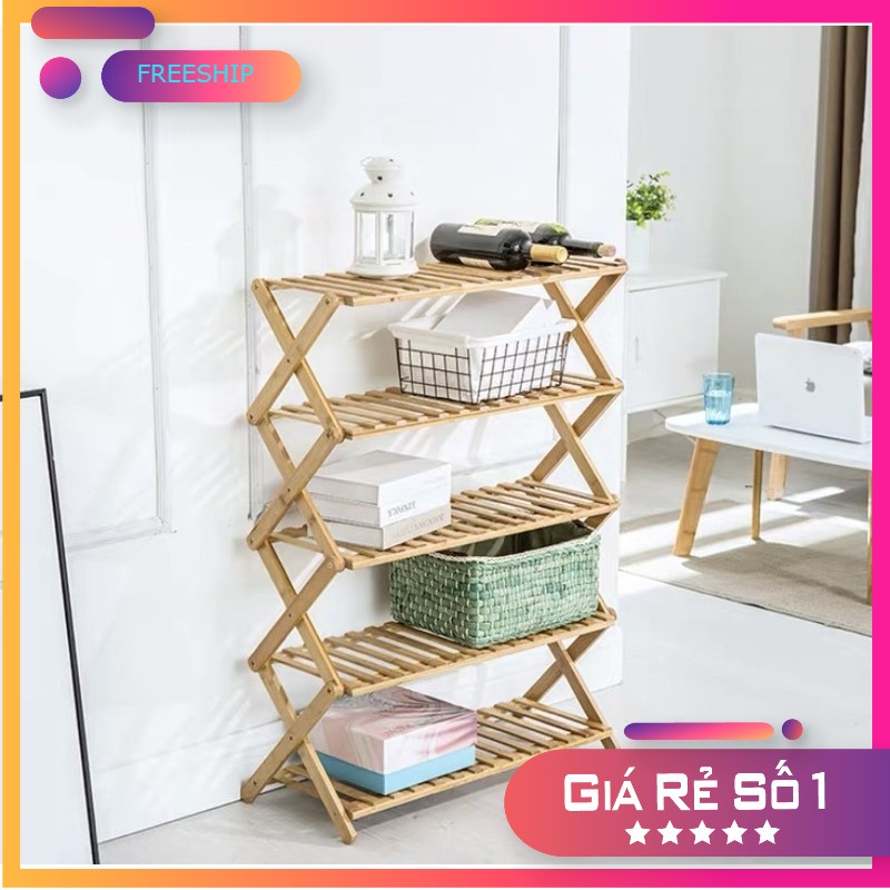 KỆ GIÀY DÉP -KỆ ĐỂ ĐỒ ĐA NĂNG Kệ để đồ chữ X gỗ keo cao cấp - Kệ sách xuất khẩu 4 tầng chữ X