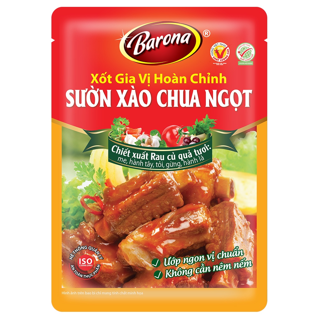 Xốt Gia Vị Hoàn Chỉnh Barona 80g, combo 9 gói như trong mô tả (TẶNG KÈM HỘP XUÂN)