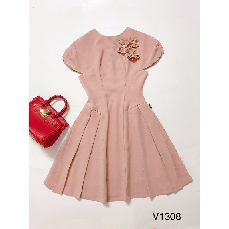 [ xả kho ] MiD Đầm hồng dáng ngắn trẻ trung V1308 thiết kế Mie Design kèm ảnh thật