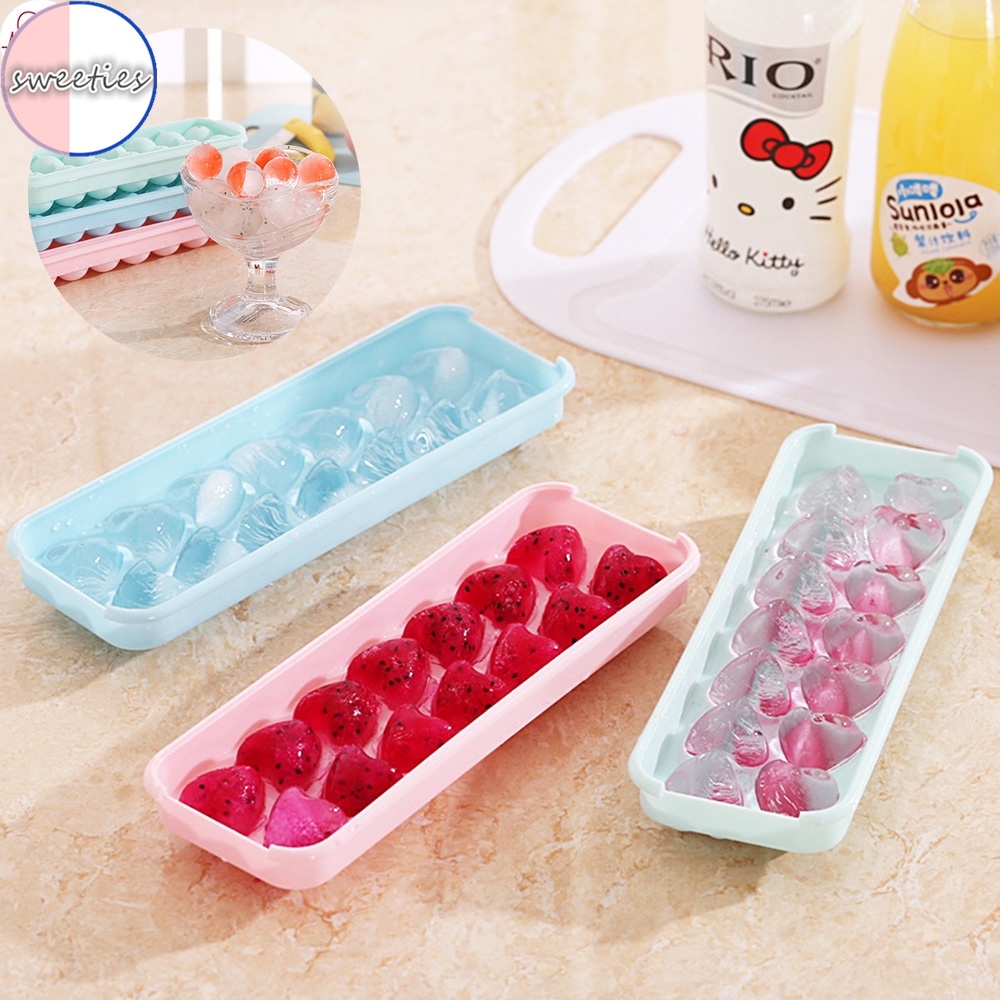 1 Khay Nhựa Làm Đá 14 Ngăn Hai Tầng Có Nắp Đậy Màu Ngẫu Nhiên Màu Sắc