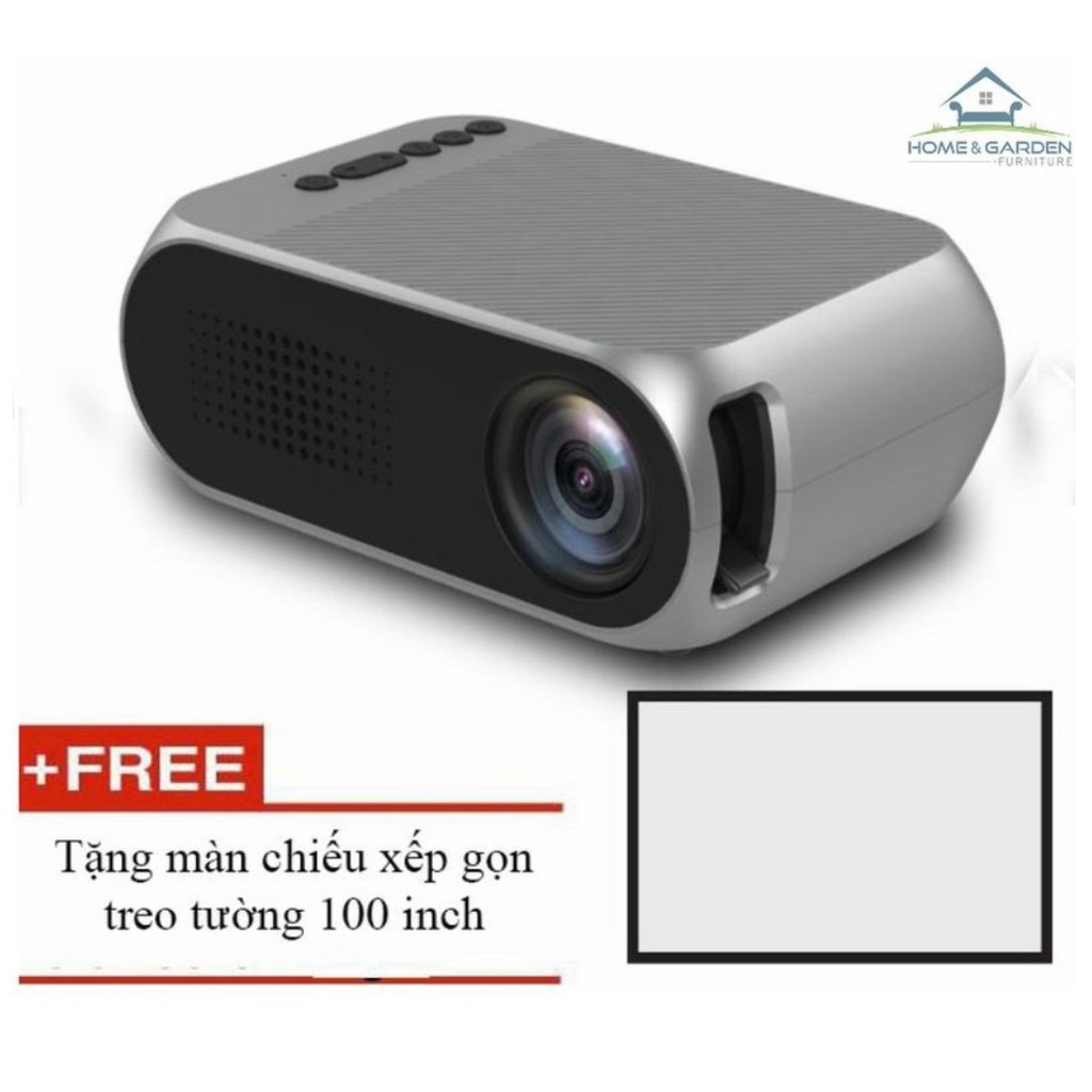 [ELCL100K giảm max 100K đơn 700K] Máy chiếu phim mini YG320 màn ảnh rộng + tặng màn chiếu 100 inch 