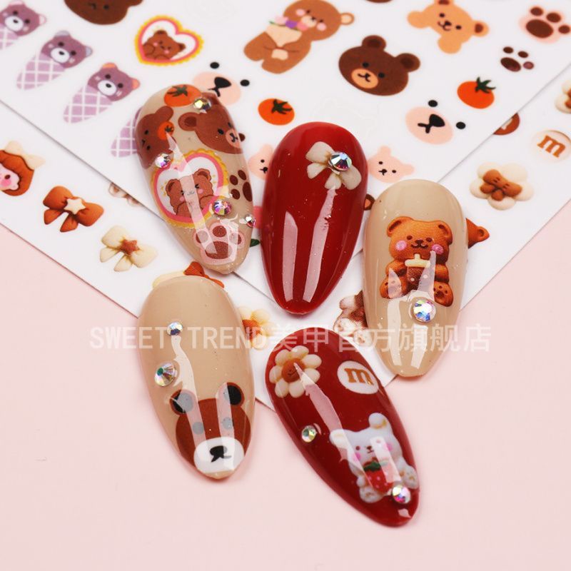 Nhãn dán móng tay 3D STZPRONAIL hình vịt / gấu / thỏ dễ thương xinh xắn cho bé