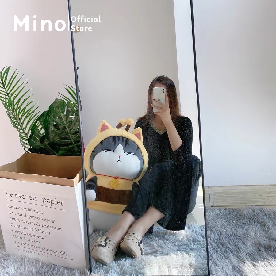 Gấu Bông Mèo Hoàng Thượng Béo Và Chó Mặt Xệ Cosplay Ong Vàng MINO STORE Thú Nhồi Bông Chó Mèo Cute 60cm TH81