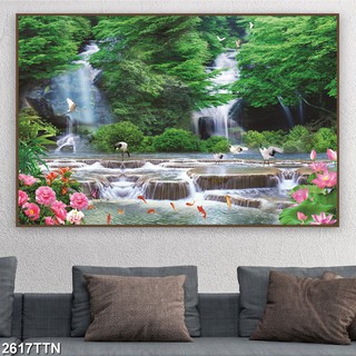 Tranh dán tường 3D Sơn thủy hữu tình cao cấp