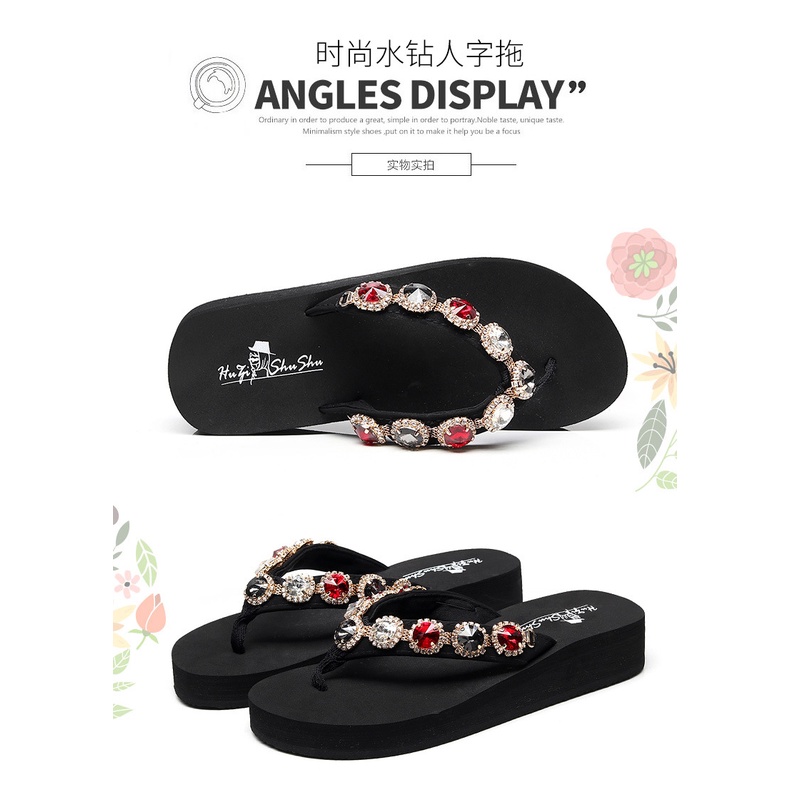 Dép Xỏ Ngón Đính Đá Thời Trang Đi Biển Mùa Hè Cho Nữ