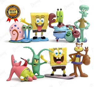Set 8 mô hình nhân vật phim hoạt hình spongebob bằng pvc