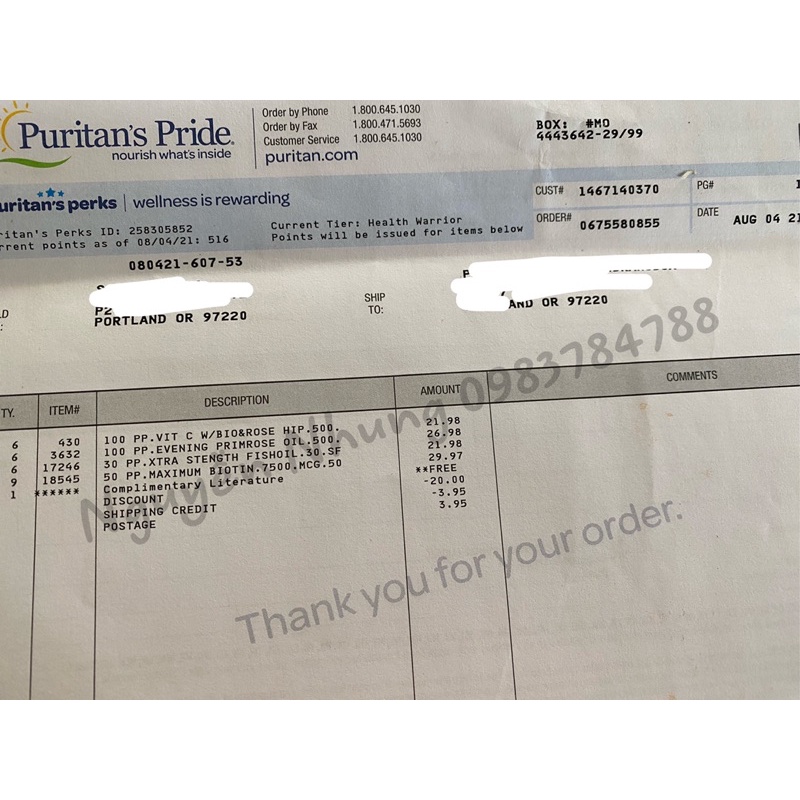 Viên uống mọc tóc, ngăn rụng tóc Biotin Puritan