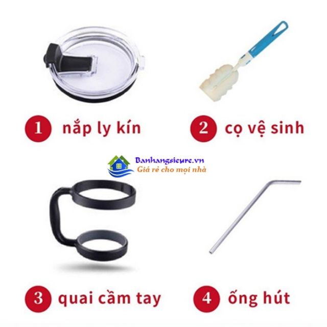 Phụ kiện nắp, túi đựng, ống hút và cọ rửa đồng giá Ly giữ nhiệt YETI chính hãng Thái Lan