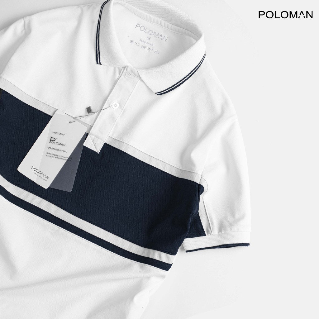 Áo Polo nam cổ bẻ phối UCO vải cá sấu Cotton xuất xịn,chuẩn form,sang trọng-lịch lãm màu TRẮNG P44 - POLOMAN | BigBuy360 - bigbuy360.vn
