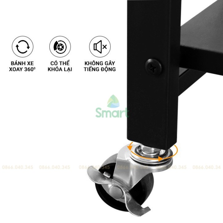 Kệ đa năng gấp gọn có bánh xe 3 tầng, 4 tầng, 5 tầng để cây cảnh, lò vi sóng, lò nướng, sách vở