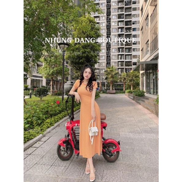 VÁY MAXI TĂM CỔ TRÒN CÓ GIÃN DÁNG DÀI CHẤT ĐẸP MS19892