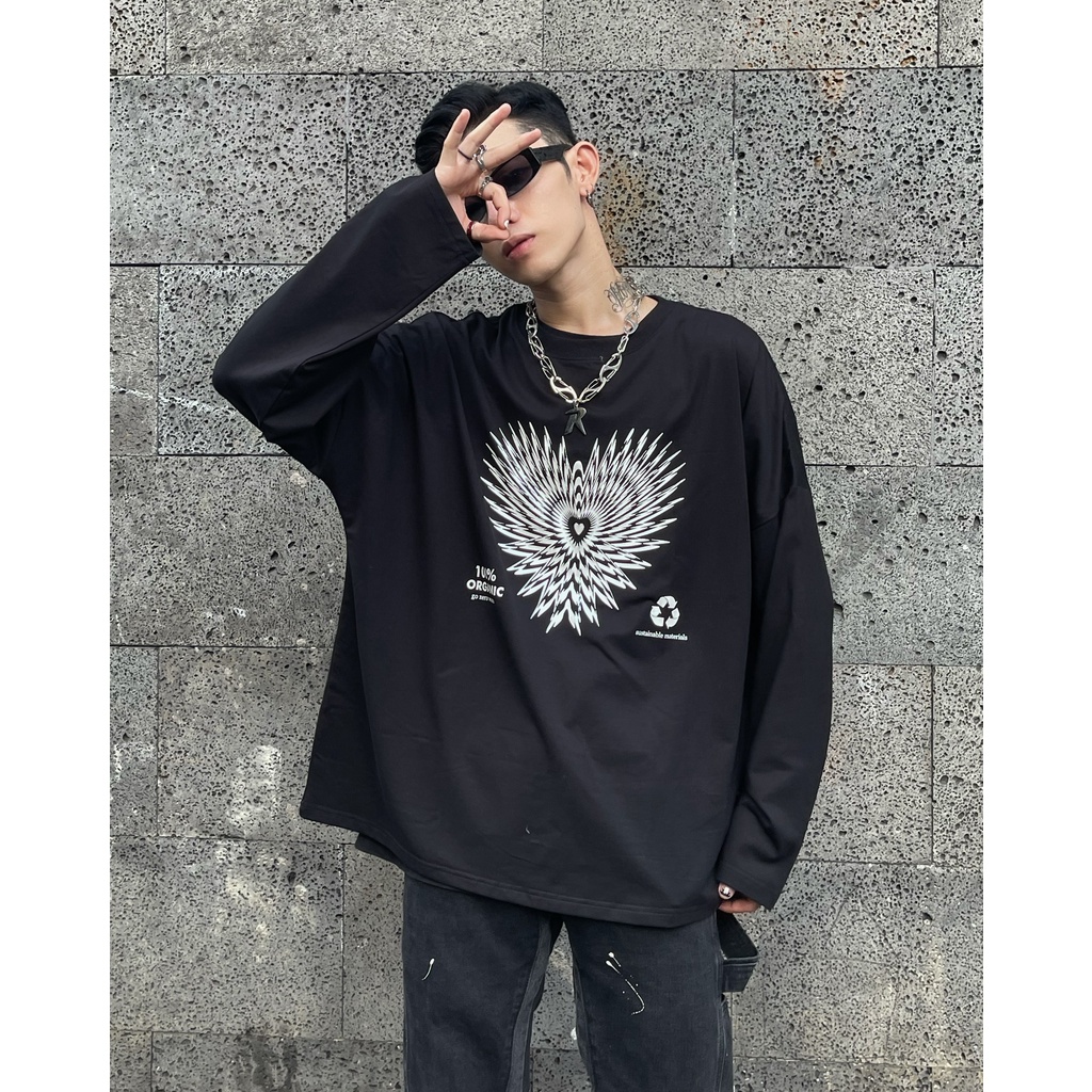 Áo thun ZOMBIE® Heart Long Sleeve Tee In Black