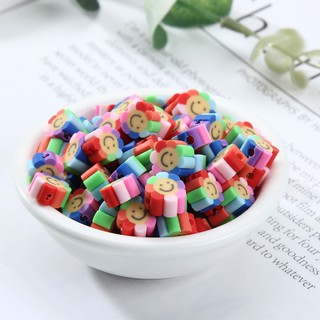100 Chiếc Hoa Hạt Đất Sét Polymer Hạt Miếng Đệm Hạt DIY Trang Sức Vòng Tay Làm
