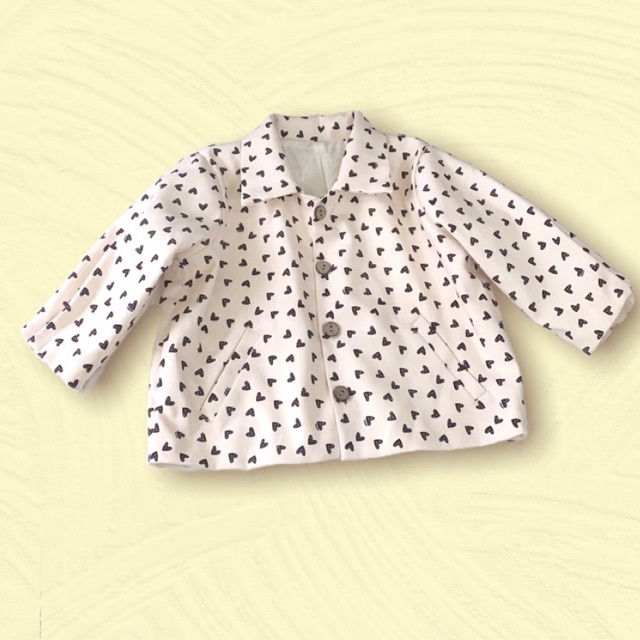 Áo khoác tiểu thư nhung mịn hoạ tiết trái tim xinh xắn cho bé, hàng thiết kế Harifa MYC shop - Thời trang bé yêu