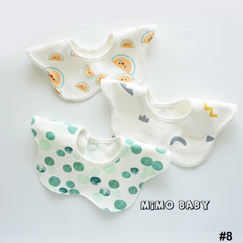 [Mã SKAMFSW175 giảm 10K đơn 50K] Set 3 yếm cổ tròn cánh hoa cotton mềm mại, dễ thương Mimo Baby cho bé YC06